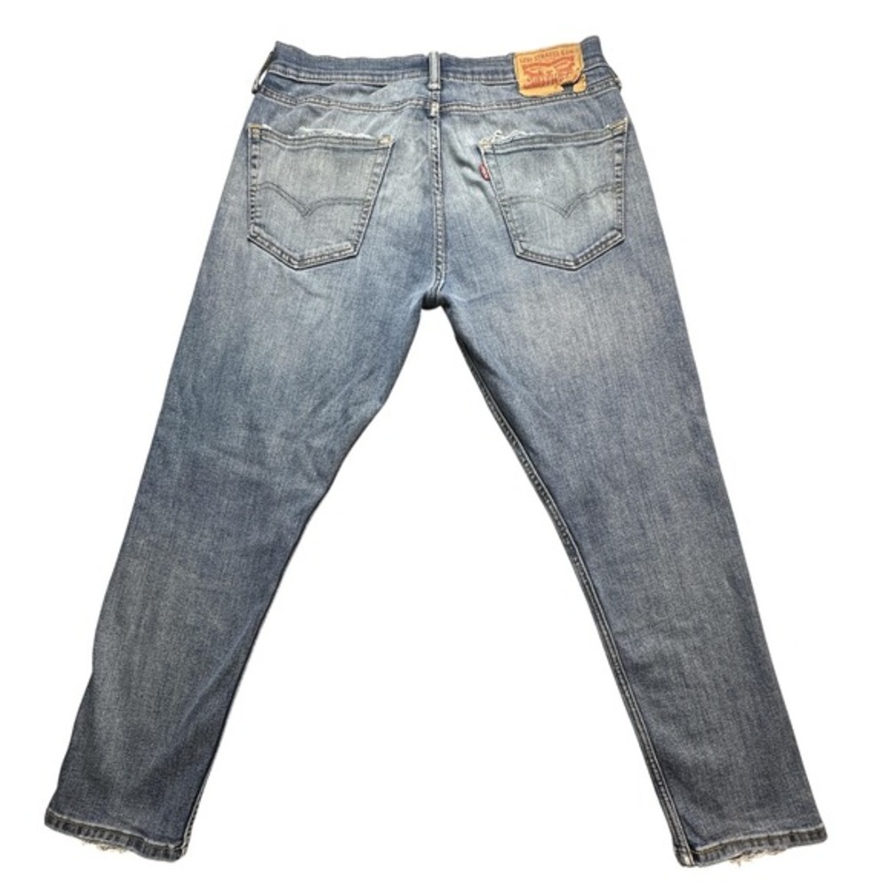 Levis Jeans Mens 32x30 (34x27) Blue Denim Slim Straight Distressed Repaired